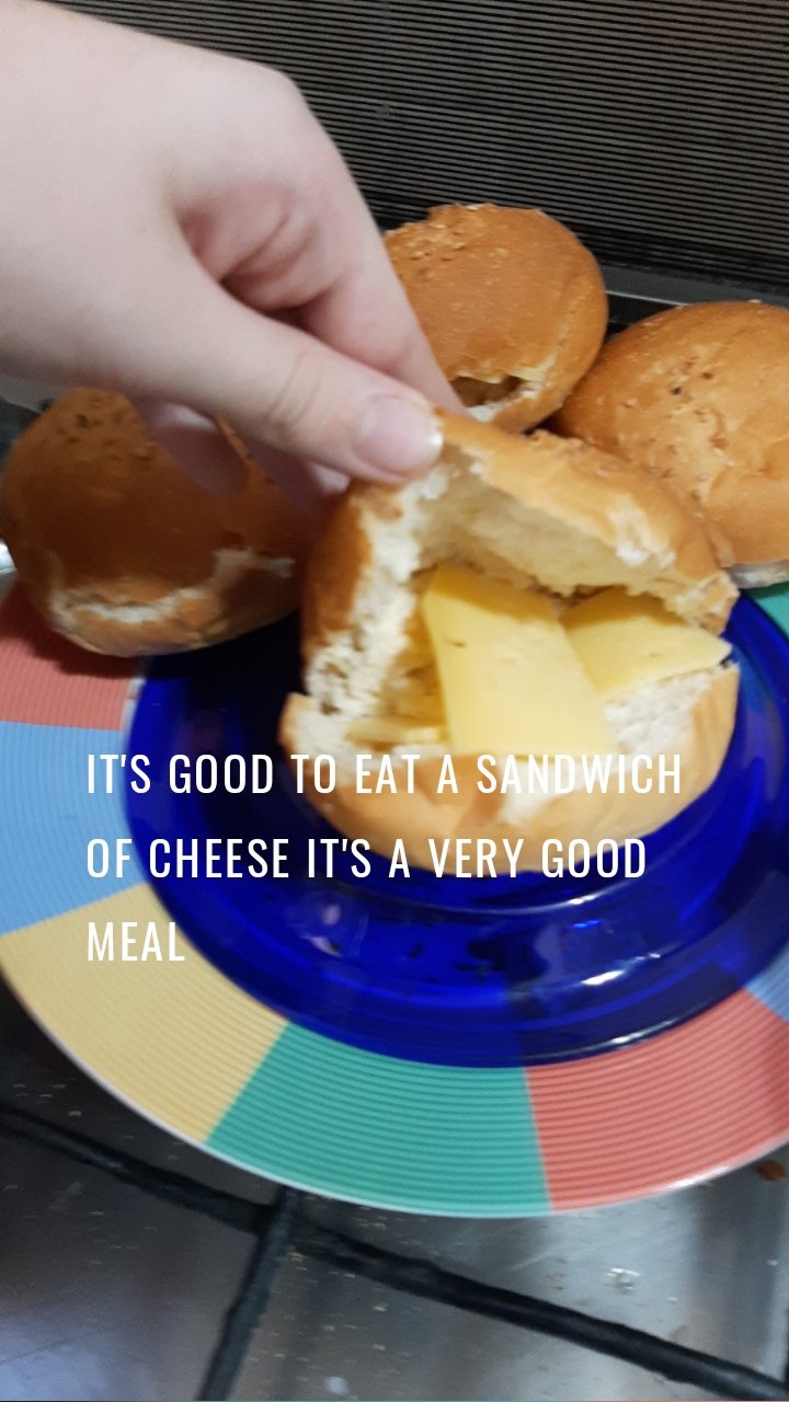 It's good to eat a sandwich of cheese it's a very good meal